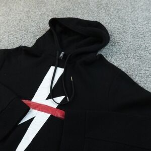 Neil Barrett Hoodie Mens XL Black Lightning Graphic Pullover Sweatshirt Italy